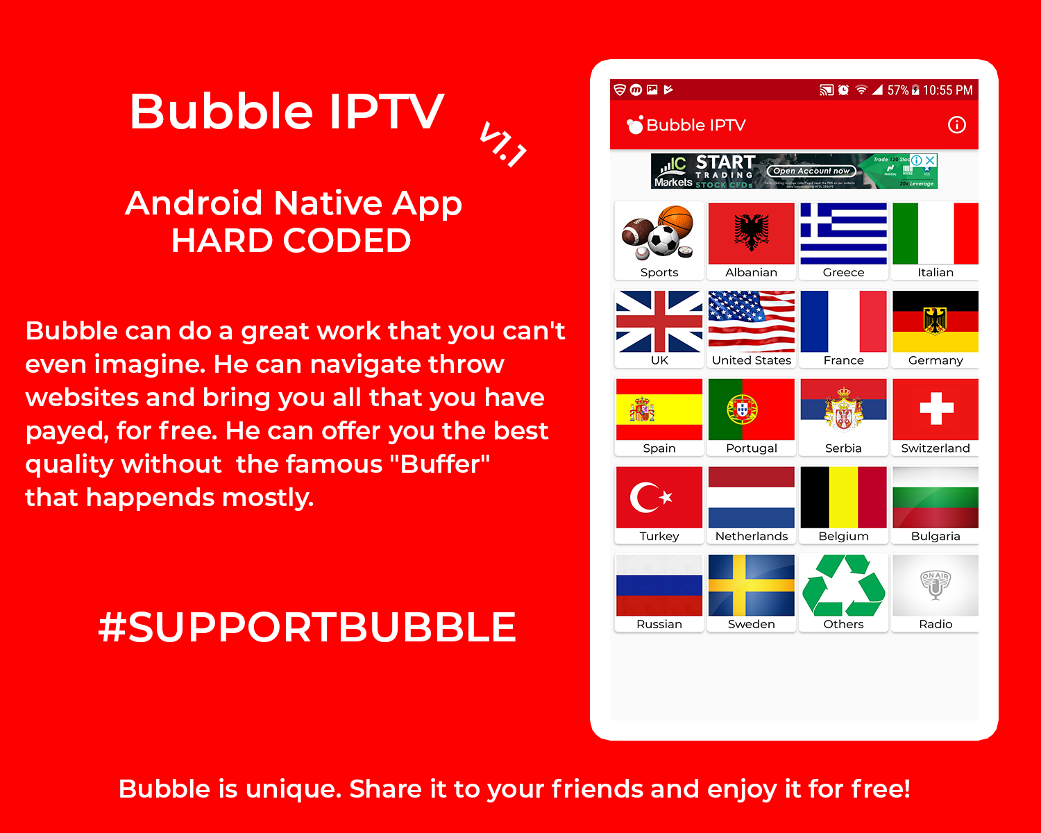 Bubble IPTV App - iHost.al - .AL Domain Registration, Web Hosting & Web Development